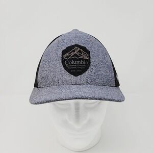 Columbia Flex Fit Hat Adult M/L‎ Blue Black Mesh Back Logo Cap Fishing Outdoor